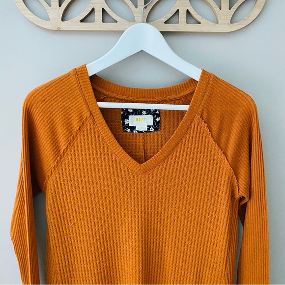 Maeve by Anthro. V-Neck Long Sleeve Top Burnt Orange Sz XS - Picture 2 of 9